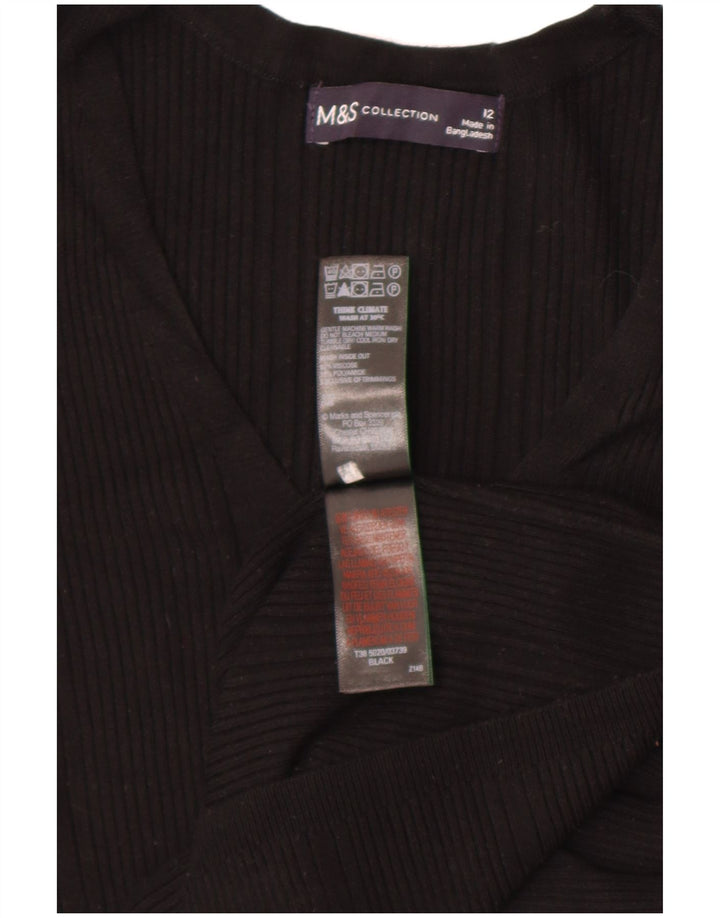 Marks & Spencer Pull col en V pour femme UK 12 Viscose noir moyen