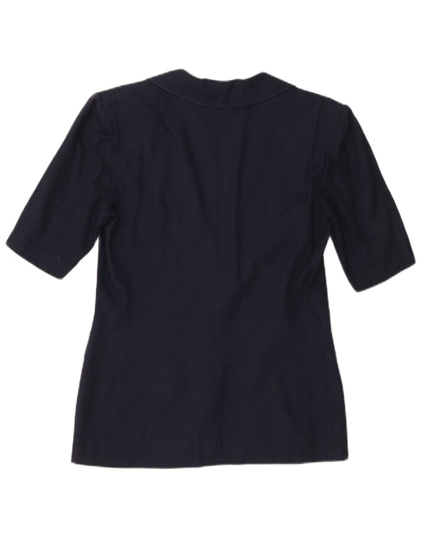 Luisa Spagnoli Veste blazer à manches courtes pour femme IT 42 Bleu marine moyen