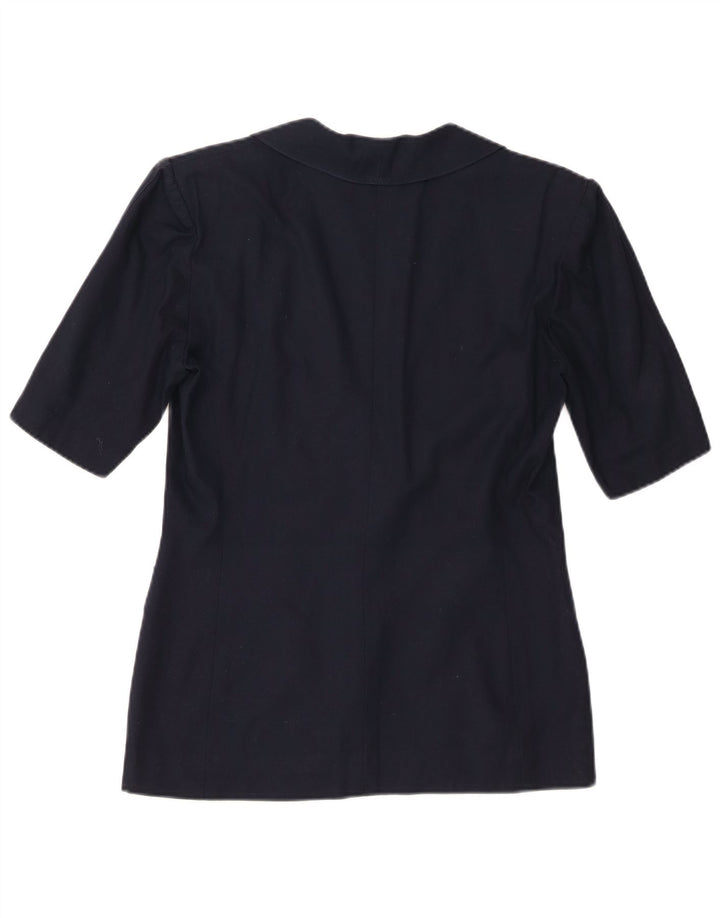 Luisa Spagnoli Veste blazer à manches courtes pour femme IT 42 Bleu marine moyen