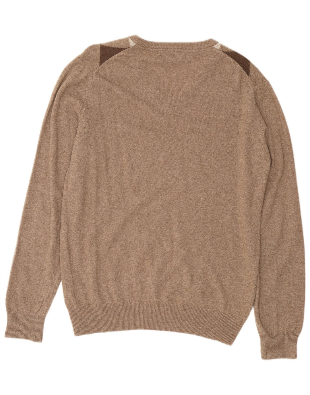 CONSENSO Pull col V Homme Marron Moyen Argyle/Diamant Laine