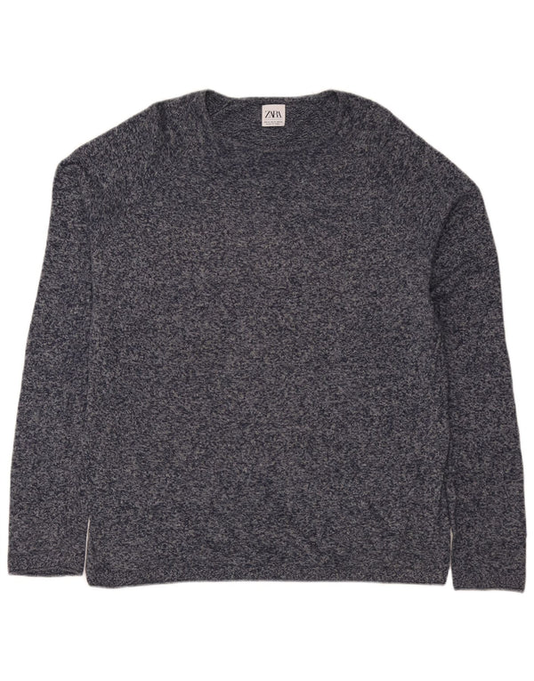 Zara Pull Col Bateau Homme XL Bleu Marine Moucheté