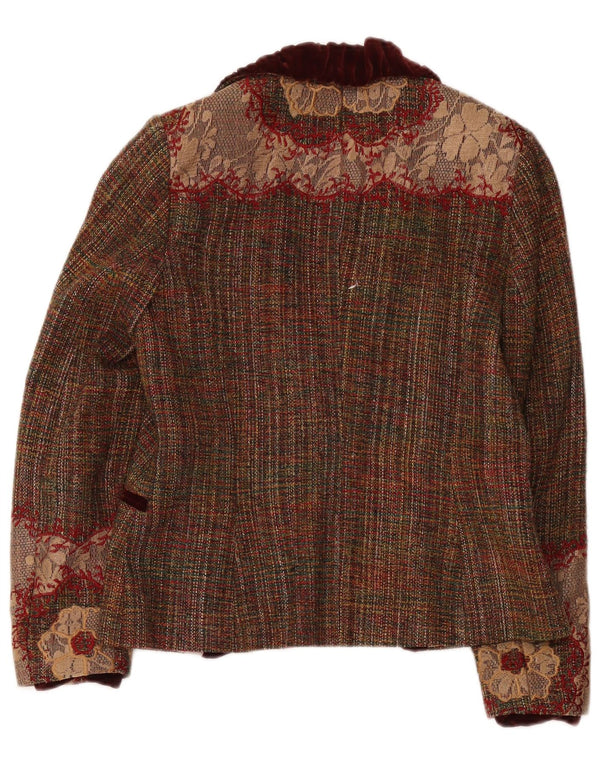 Quin And Donnelly Veste Blazer 1 Bouton pour Femme UK 10 Petit Marron Floral
