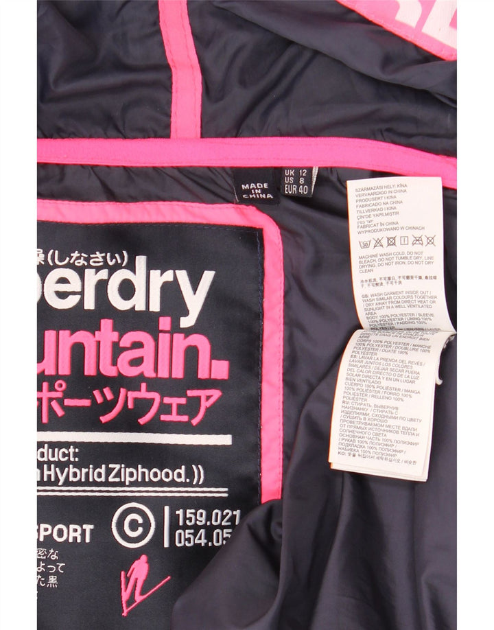 Superdry Veste matelassée à capuche pour femme UK 12 Bleu marine moyen moucheté