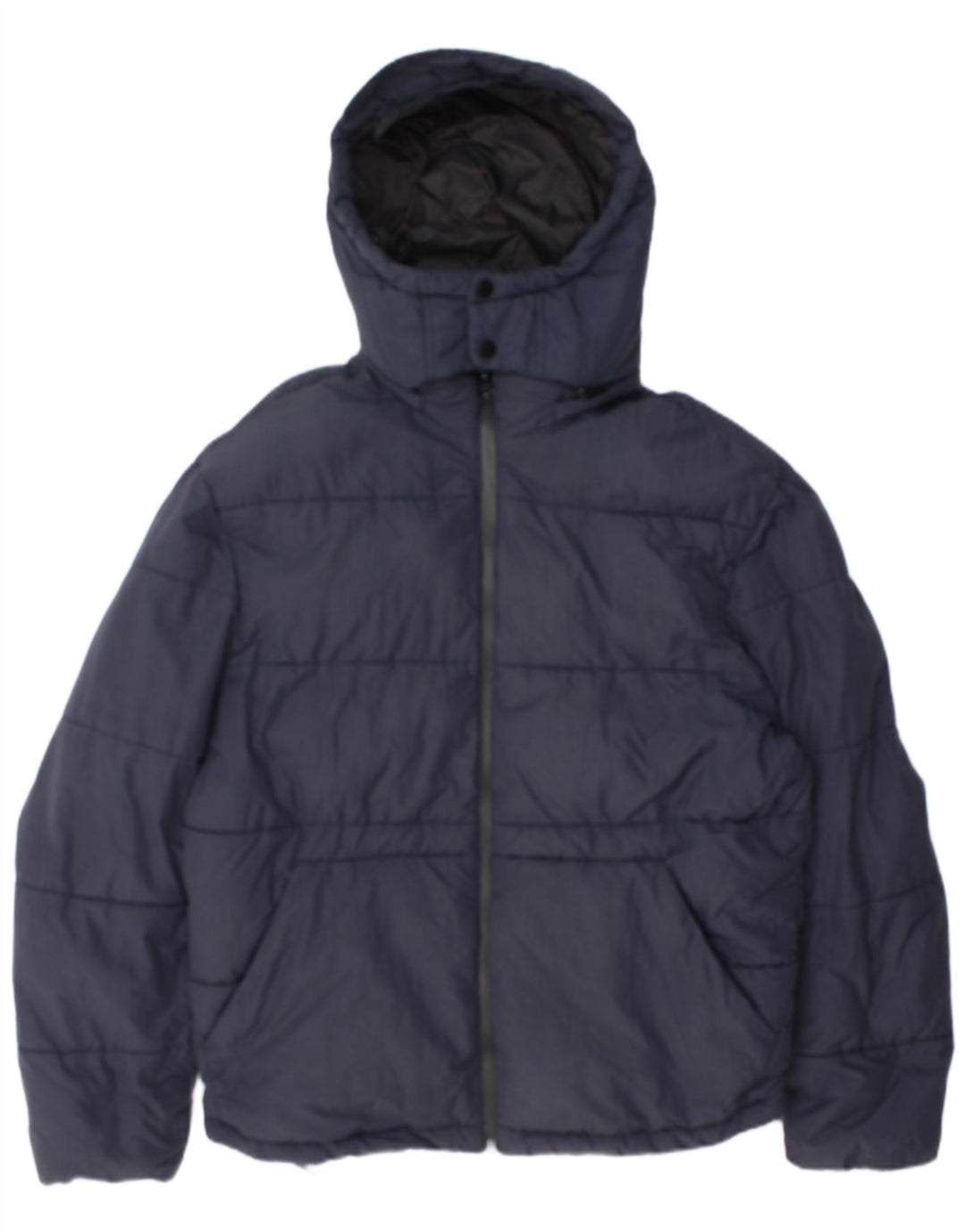 Zara Veste matelassée à capuche pour homme UK 40 Large Bleu Marine Polyester