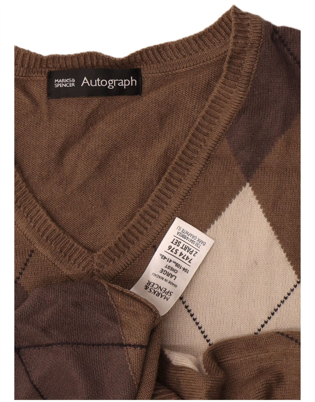 Marks & Spencer Débardeur Autograph Vest pour hommes Grand Gris Argyle/Diamant
