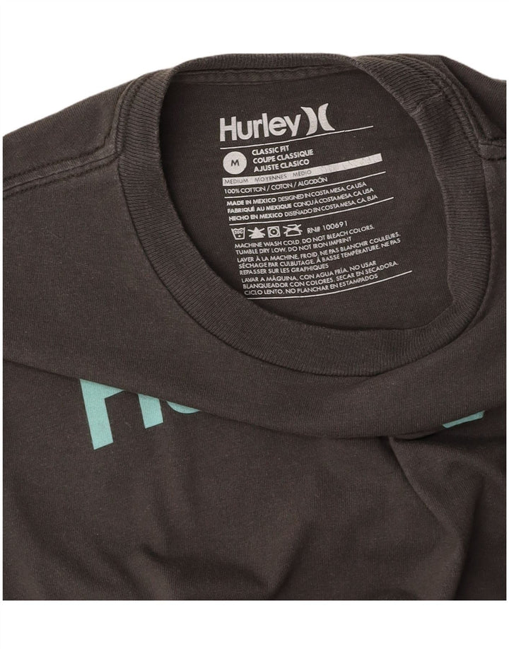 HURLEY T-shirt graphique coupe classique pour femme UK 18 gris moyen en coton