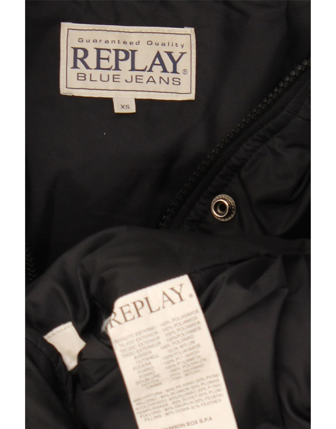 Replay Manteau matelassé surdimensionné pour femme UK 6 XS Noir Polyamide