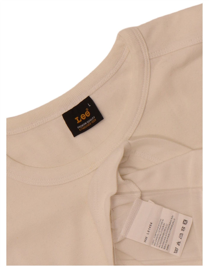 Lee T-Shirt Femme Top UK 14 Large Blanc Coton