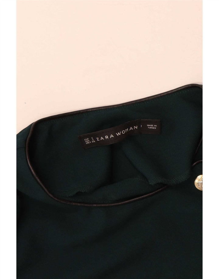 Zara Robe fourreau à manches longues pour femme UK 10 Petit Vert Polyester