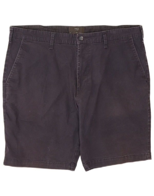 Marks & Spencer Short Chino Homme W36 Large Bleu Marine Coton