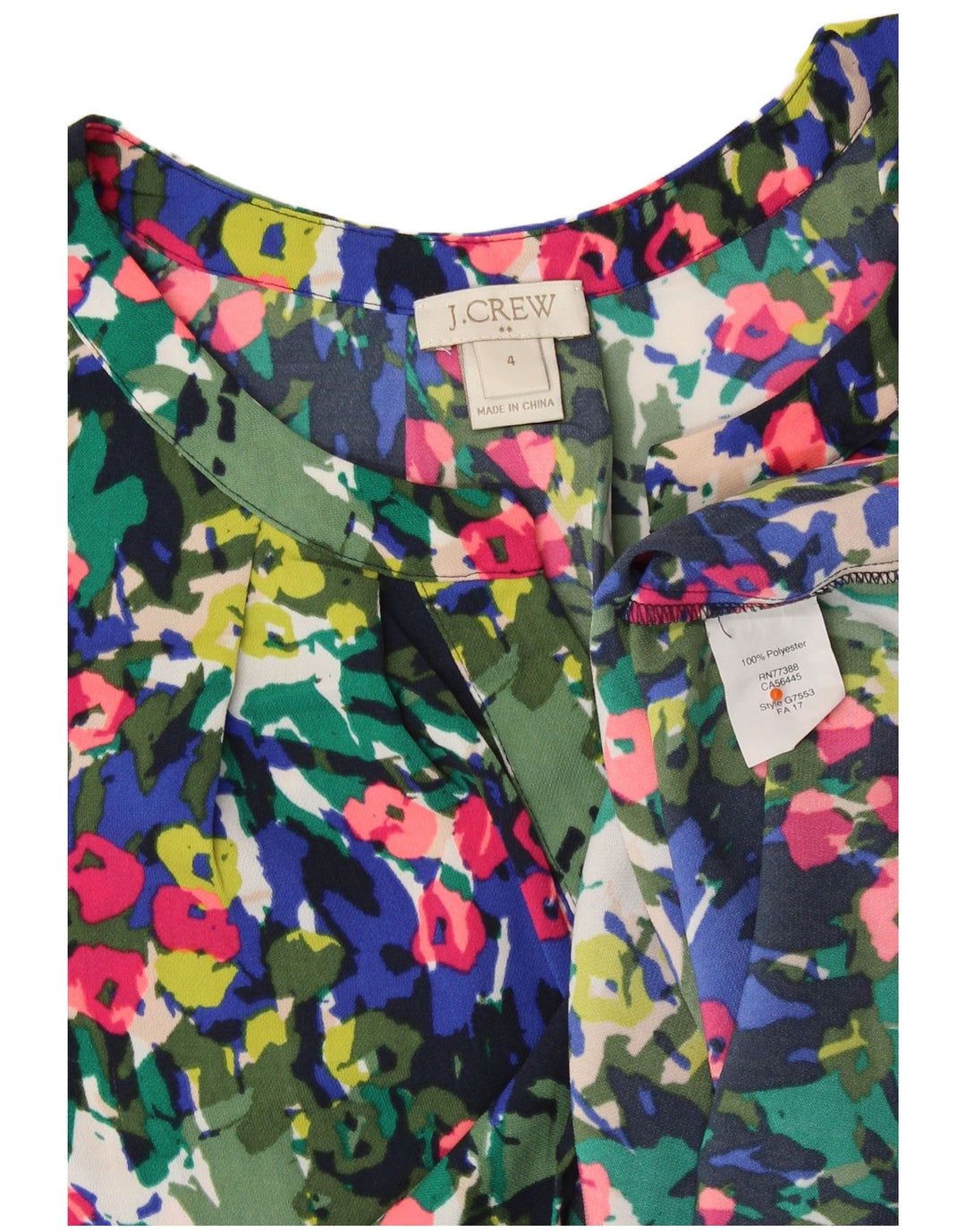 J. CREW Chemisier sans manches pour femme US 4 Petit motif floral multicolore