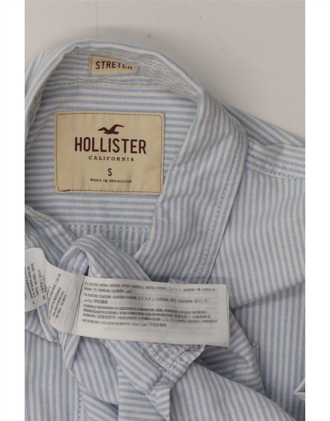Hollister Chemise Homme Petit Bleu En Coton À Rayures