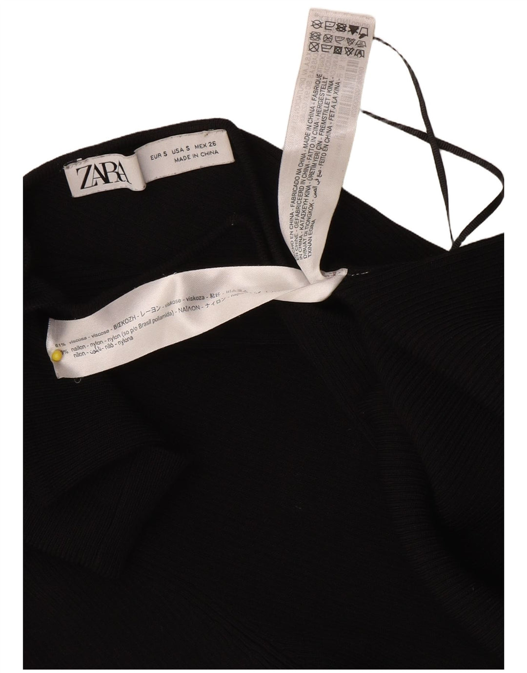 Zara Femme Crop One Épaule Top UK 8 Small Noir Viscose