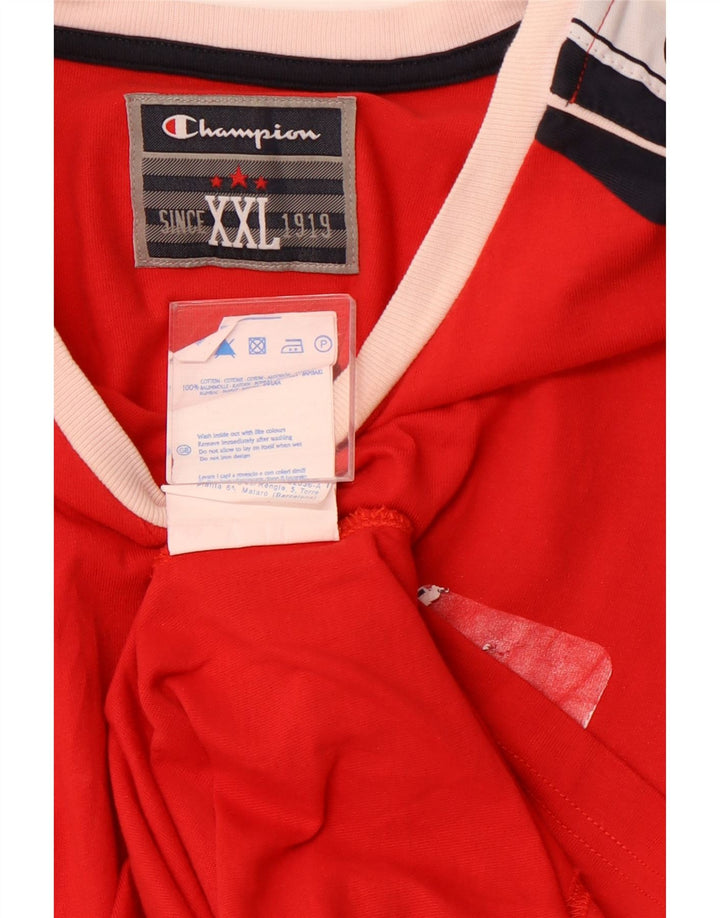 CHAMPION T-Shirt Graphique Homme 2XL Rouge Colorblock Coton