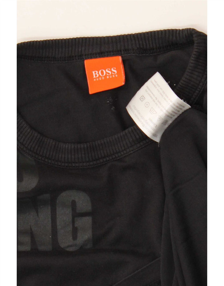 Hugo Boss Haut graphique à manches longues en coton noir moyen |