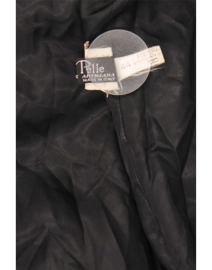 manteau en cuir femme vintage IT 44 Moyen Noir