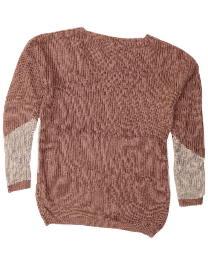 MOSSIMO Pull surdimensionné à col en V pour femme UK 6 XS Marron Colourblock