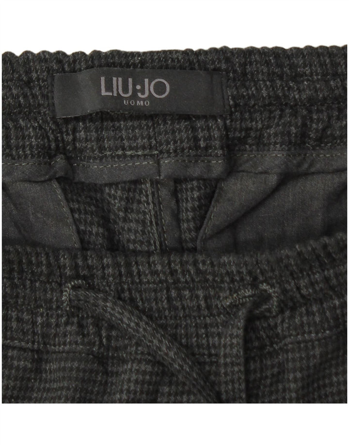 Liu Jo Pantalon Chino Joggers Homme W30 L27 Gris Pied-de-Poule