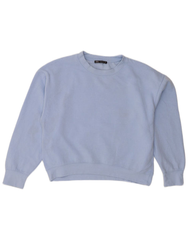 Zara Sweat-shirt surdimensionné pour femme UK 10 Petit Bleu Polyester