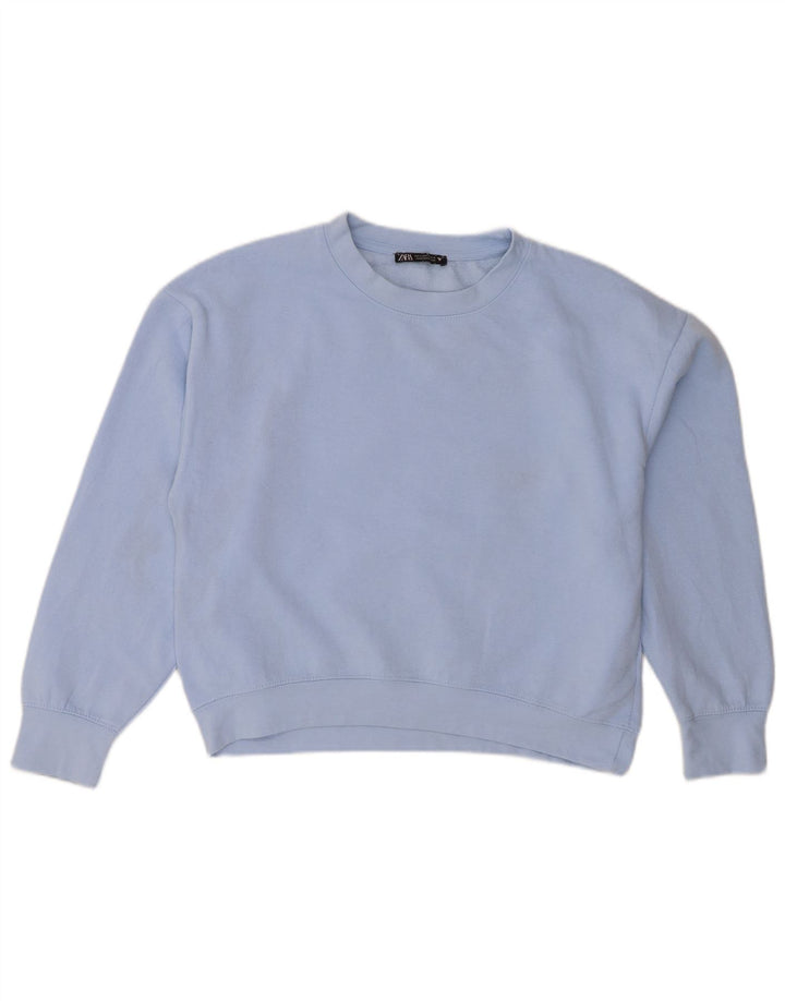 Zara Sweat-shirt surdimensionné pour femme UK 10 Petit Bleu Polyester