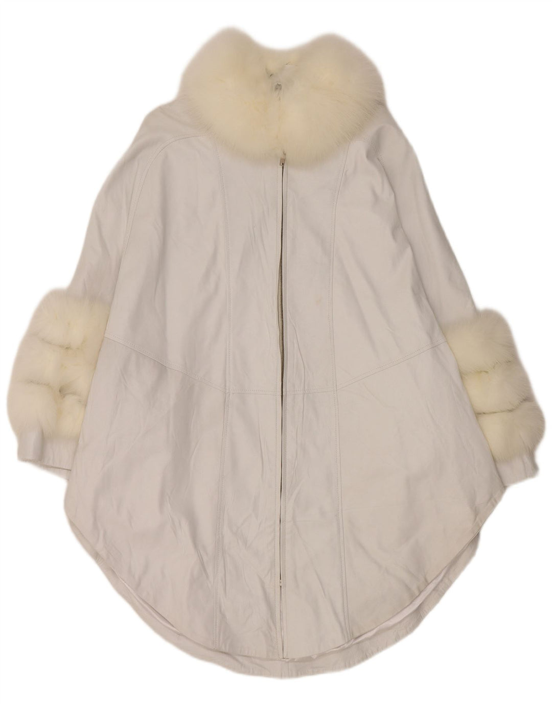 manteau en cuir Poncho femme vintage UK 18 XL Blanc