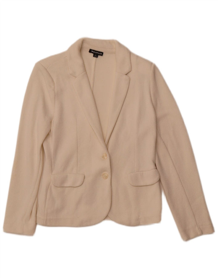 WHISTLES Veste blazer à 2 boutons pour femme UK 10 Petit coton blanc