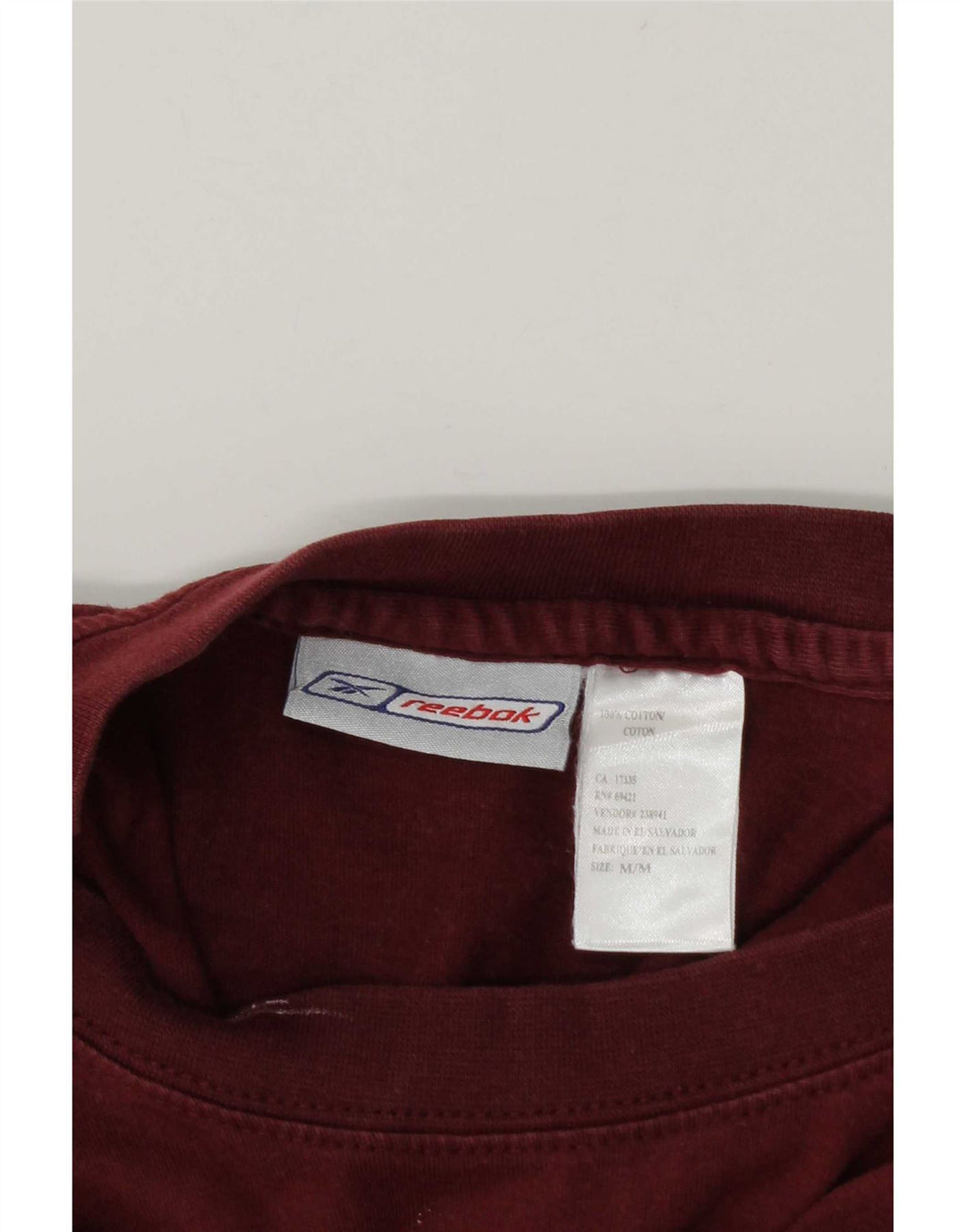 Reebok T-Shirt Homme Haut Large Coton Bordeaux