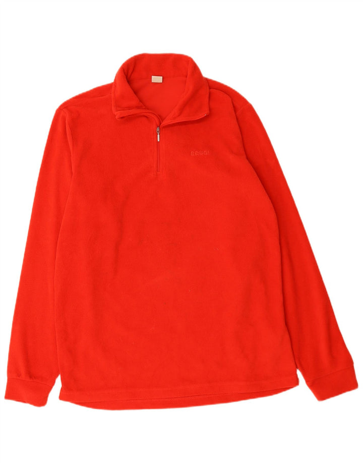 Brugi Pull polaire à col zippé pour homme, grand rouge, polyester