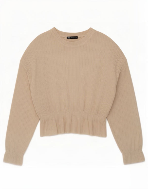 Zara Chemisier coupe décontractée pour femme UK 10 Petit polyester beige