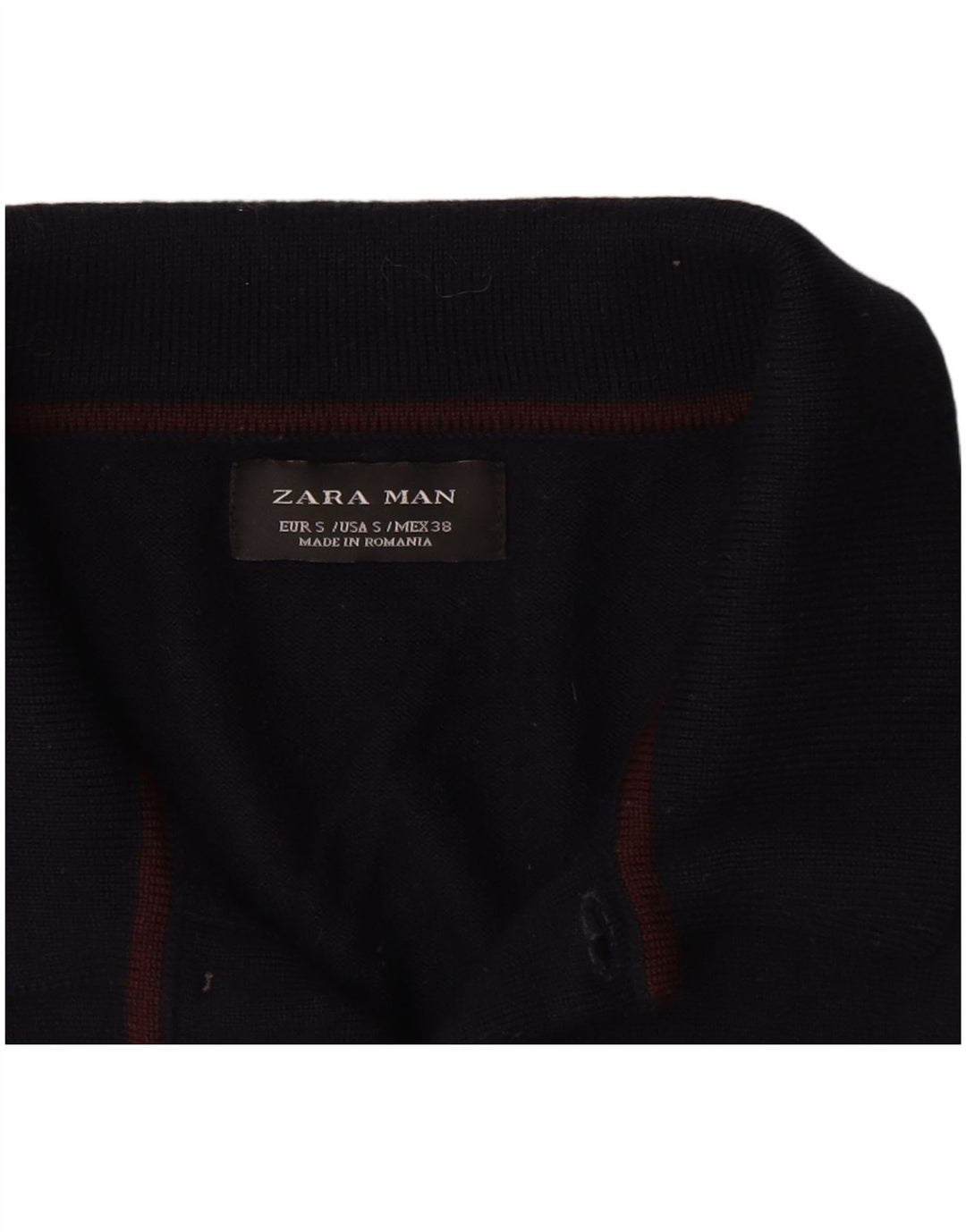 Zara Pull à col polo pour homme Petit Bleu marine