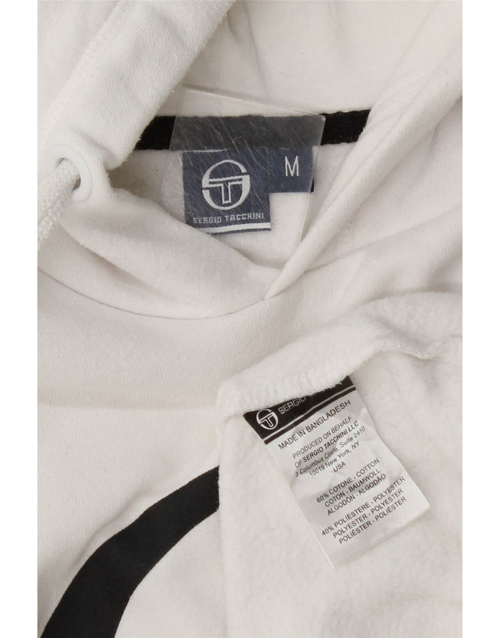 Sergio Tacchini Pull à capuche graphique pour homme en coton blanc moyen