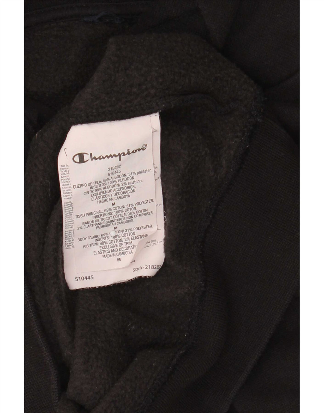 Champion Pull à Capuche Graphique Homme Noir Moyen Coton