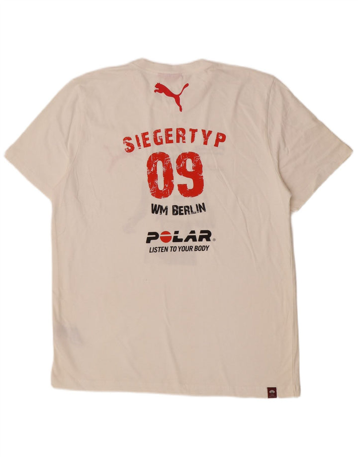 Puma T-shirt graphique pour hommes, grand, blanc, coton