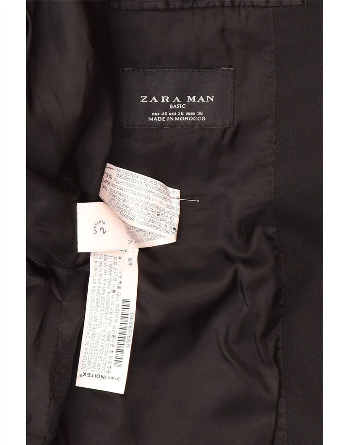Zara Veste Blazer 2 Boutons Homme EU 46 Petit Noir Polyester