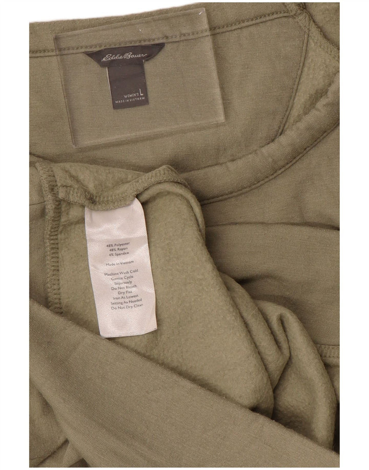 EDDIE BAUER Sweat-shirt pour femme UK 16 Large Kaki Polyester