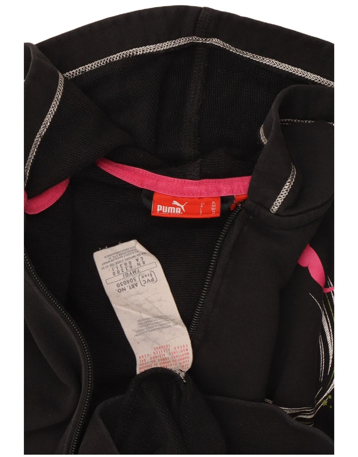 PUMA Sweat à capuche zippé graphique pour fille 13-14 ans Noir Coton