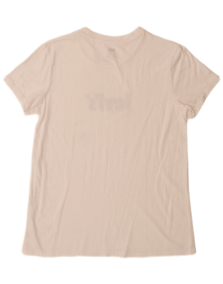 LEVI'S T-shirt graphique pour femme UK 12 Blanc moyen