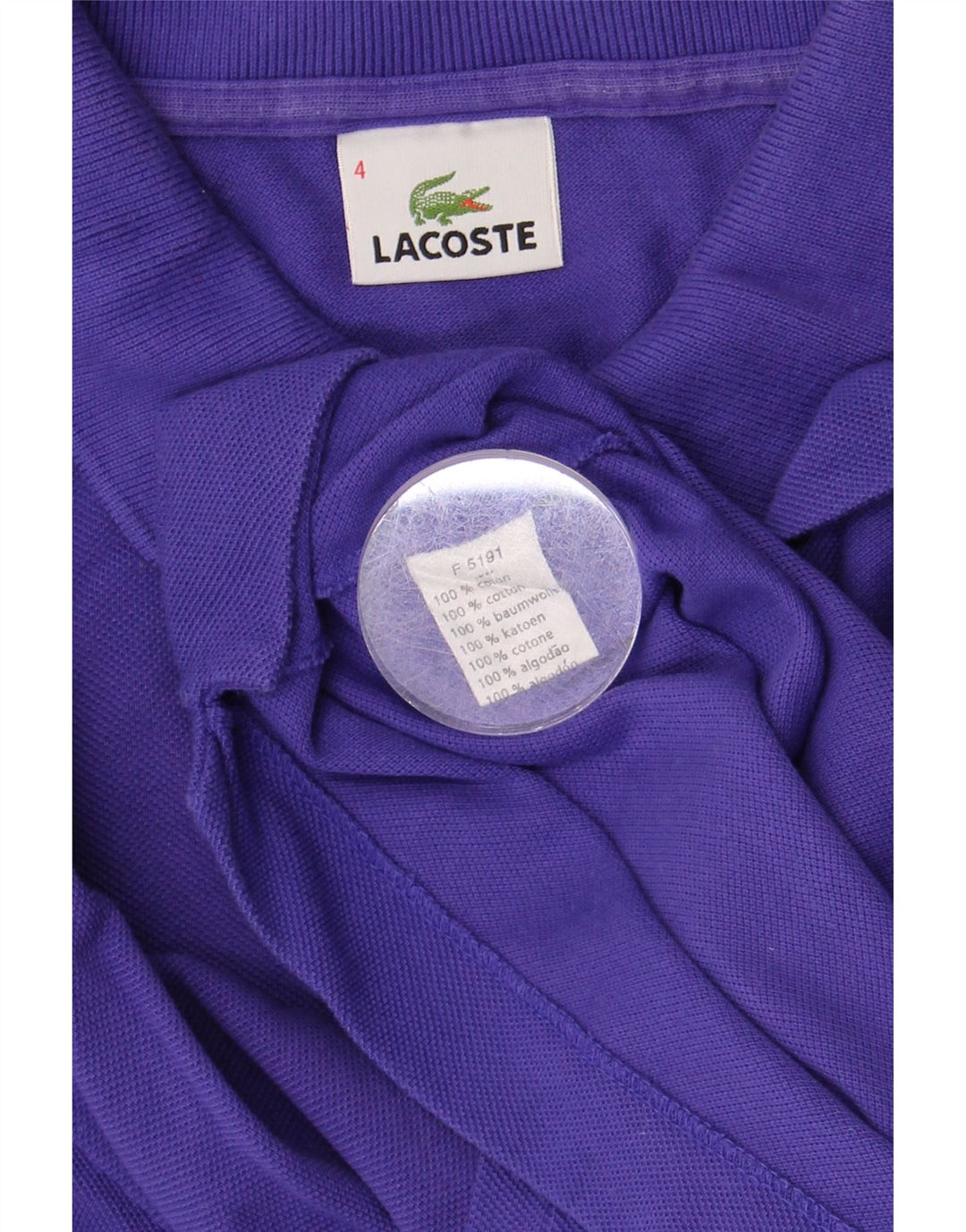 Lacoste Polo Homme Taille 4 Coton Violet Moyen