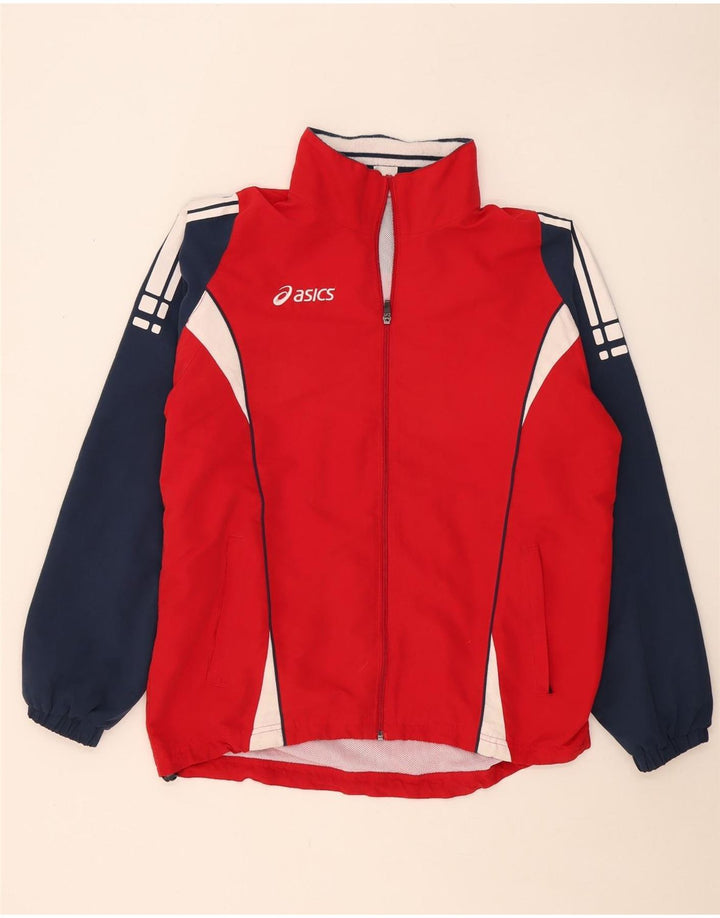 Asics Veste de survêtement pour homme Large Rouge Colorblock Polyester
