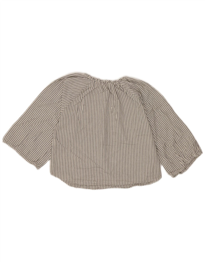 Zara Pull à manches longues pour fille 11-12 ans Viscose rayée blanche