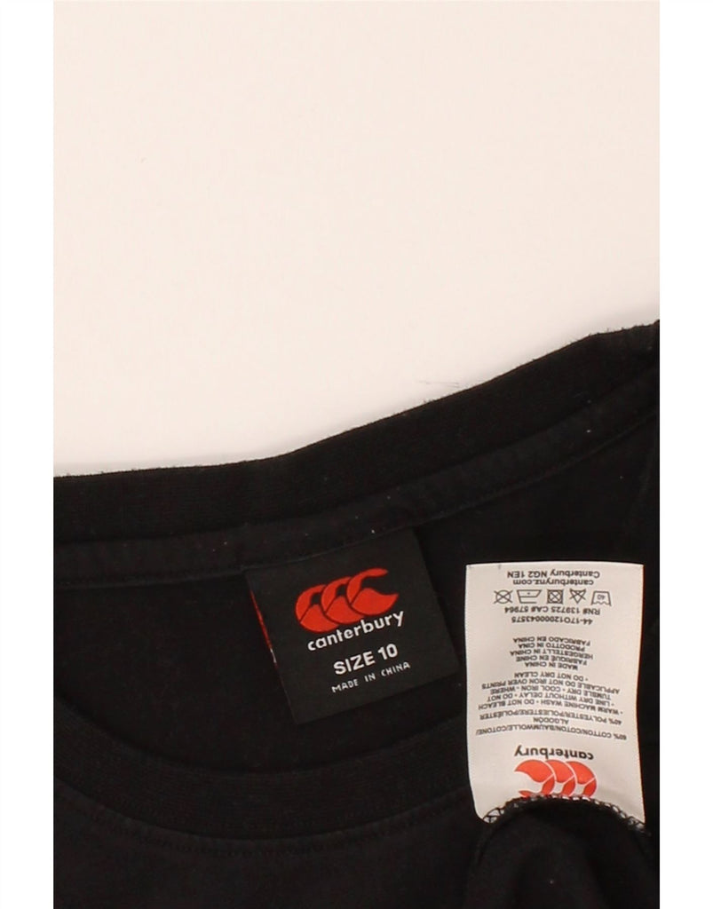 CANTERBURY Womens Graphic T-Shirt Top UK 10 Small  Black Cotton Vintage Canterbury and Second-Hand Canterbury from Messina Hembry 