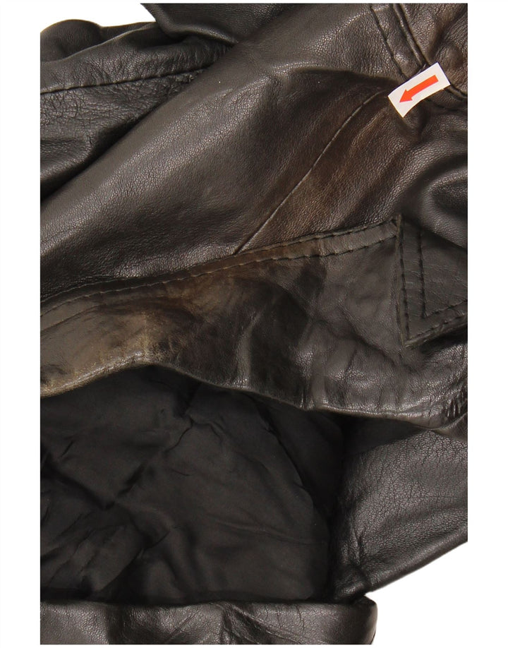 VINTAGE Womens Leather Jacket UK 10 Small Black