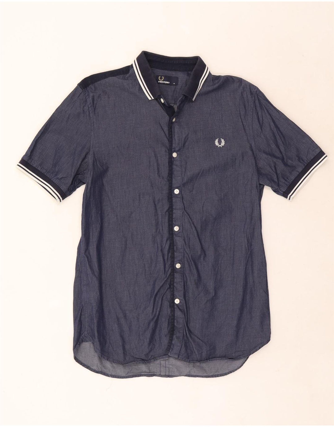 Fred Perry Chemise à manches courtes homme en coton rayé bleu marine moyen