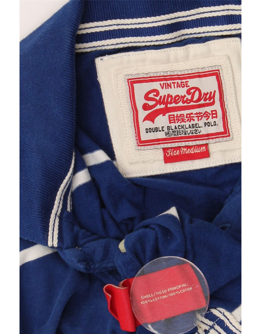 SUPERDRY Polo Graphique Homme Bleu Moyen Rayé Coton