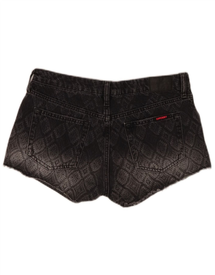 Superdry Femme Short En Jean W29 Coton Géométrique Gris Moyen