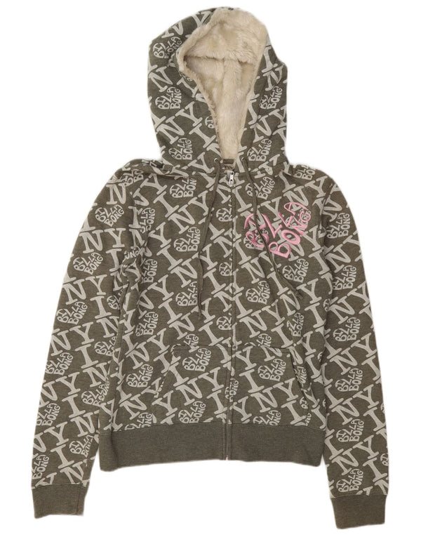 Billabong Pull à capuche zippé graphique pour femme UK 18 XL Coton vert