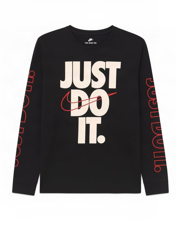 Nike Haut à manches longues pour homme Coupe athlétique en coton noir Taille L