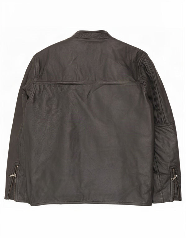 veste en cuir homme vintage UK 46 3XL Noir