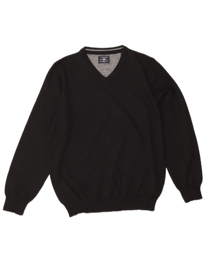A.W.Dunmore Pull col V pour homme IT 52 Large laine noire