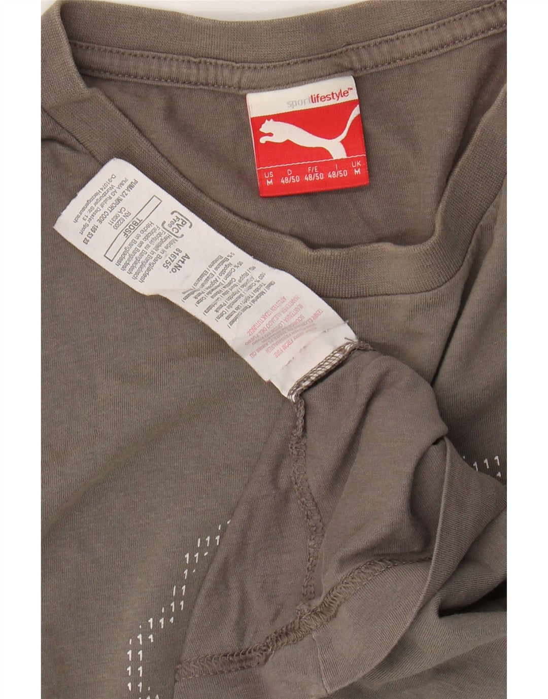 PUMA T-Shirt Graphique Homme Gris Moyen Coton
